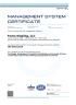 Management System Certificate ISO 9001:2015 Certificate