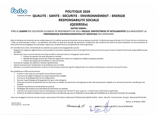 Revêtement de sol Politique QSSERSEn 2026 | Forbo Flooring Systems