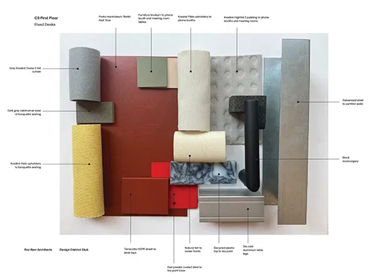 Material moodboard for Bureau by Roz Barr Architects