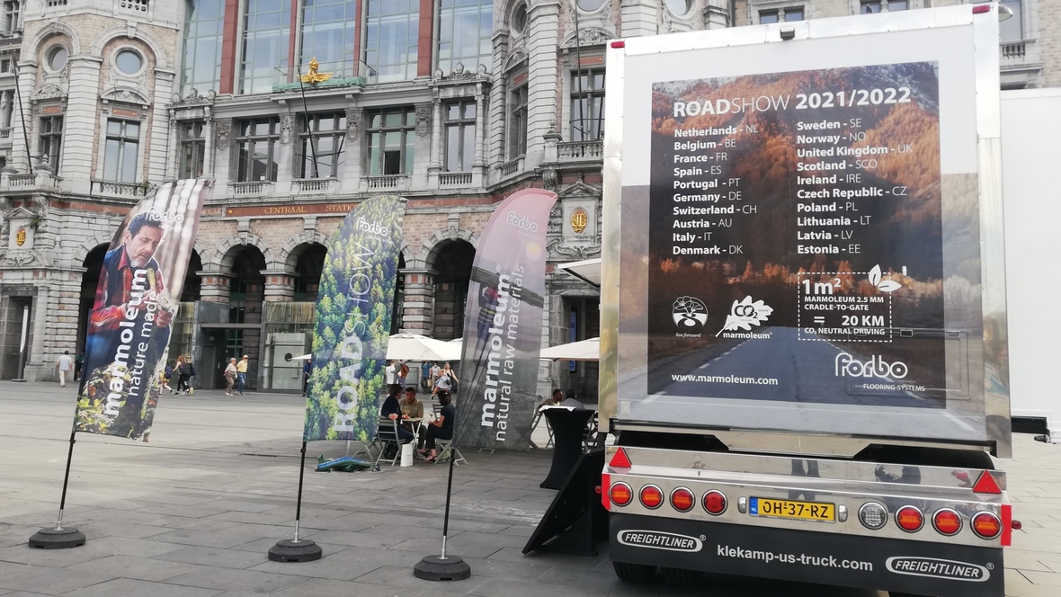 Truck in centre of Antwerp Truck in centre of Antwerp