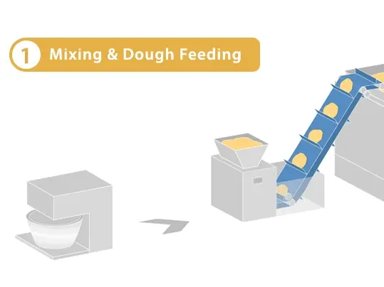 Mixing and feeding dough