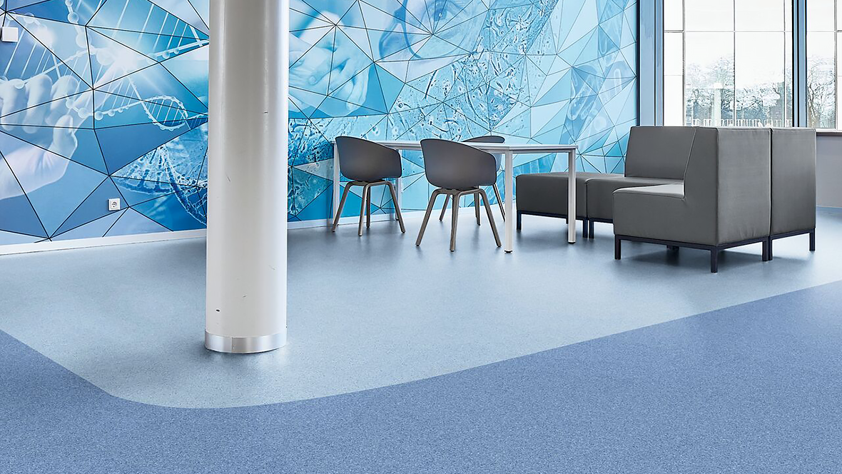 Sphera Essence 50507 & 50508 blue tones homogeneous vinyl flooring for commercial application