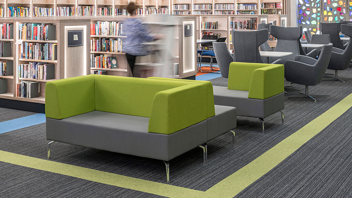 Athy Library with Tessera Layout and Outline carpet tiles 