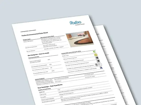 Environmental data sheet example | Going round, moving forward | Forbo Flooring Systems