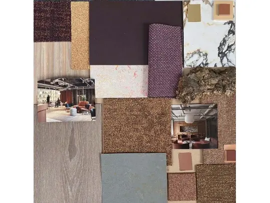Example of a plan design mood board using Forbo flooring products