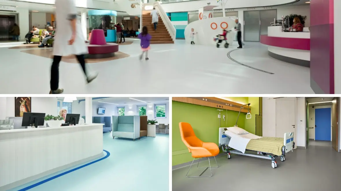 Acoustic flooring in a healthcare setting