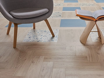 Allura Decibel - 5201HAD pale authentic oak, 9567 blue sky twill & 9212 opal terrazzo