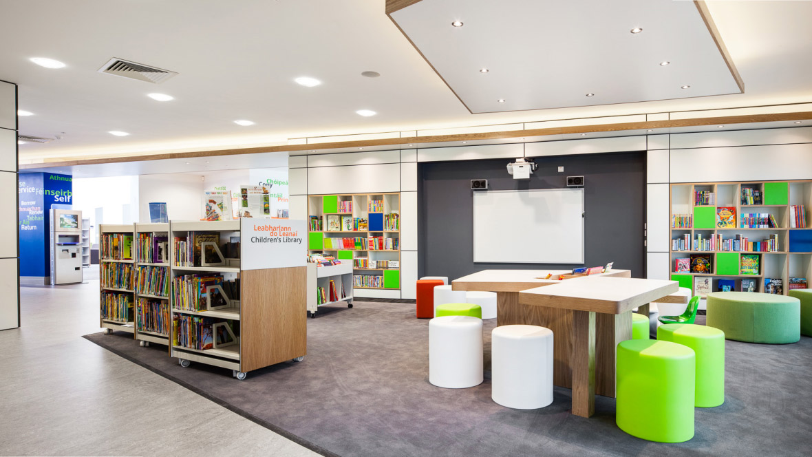 Donabate Library with Tessera carpet tiles and Marmoleum 