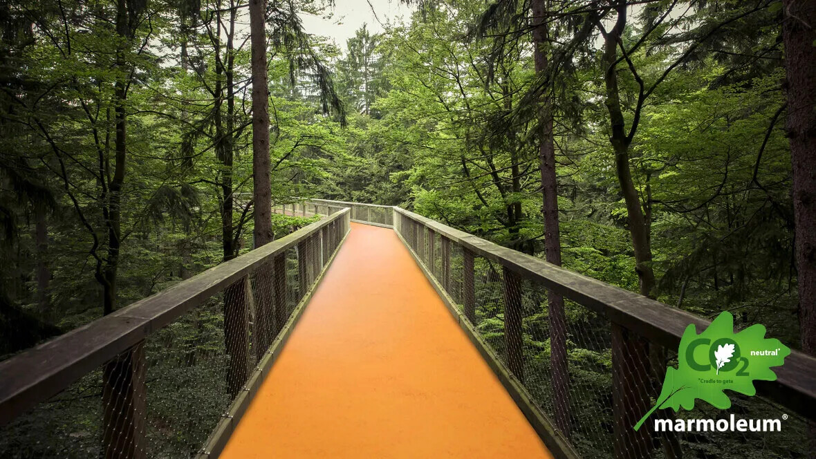 Forest orange floor Marmoleum CO₂ Neutral Cradle-to-Gate