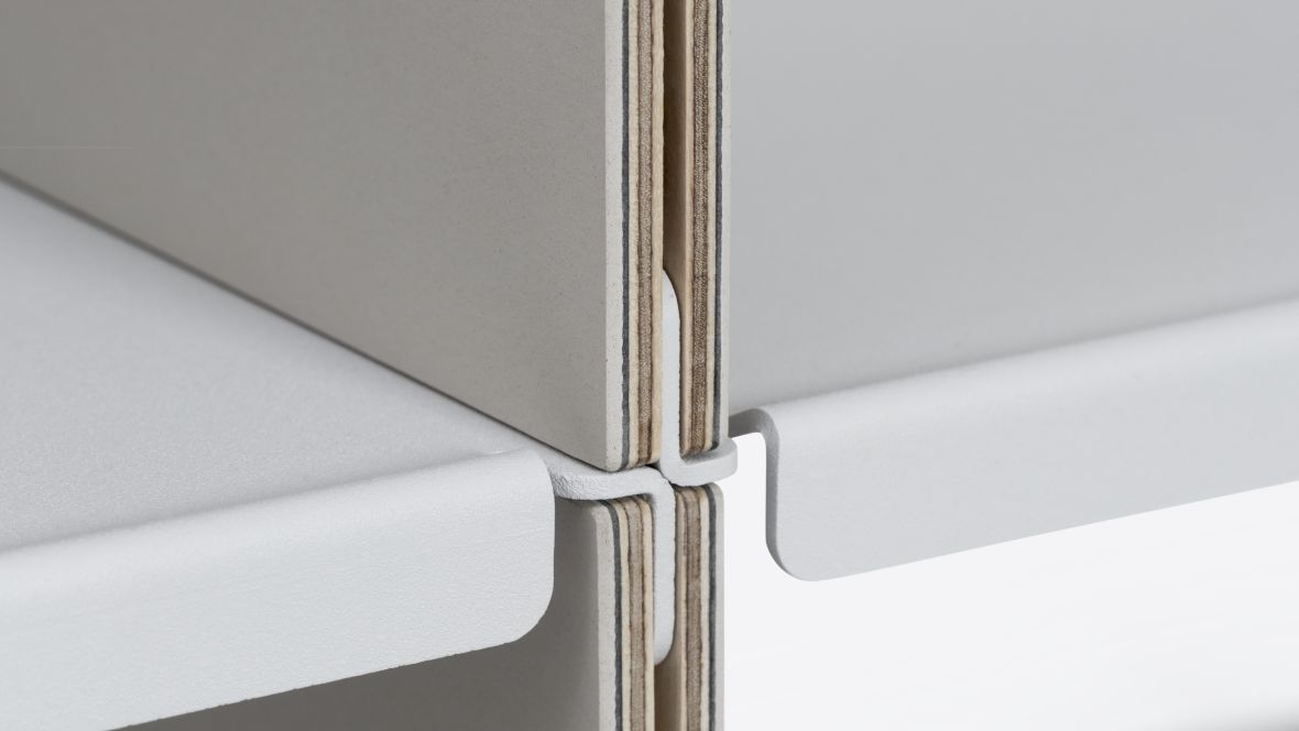 Möbelprogramm Franz Faust Linoleum Detailaufnahme abgerundete Kanten– Forbo Furniture Linoleum