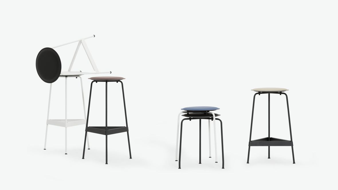 Möbelprogramm Franz Faust Linoleum Verschieden hohe Hocker– Forbo Furniture Linoleum