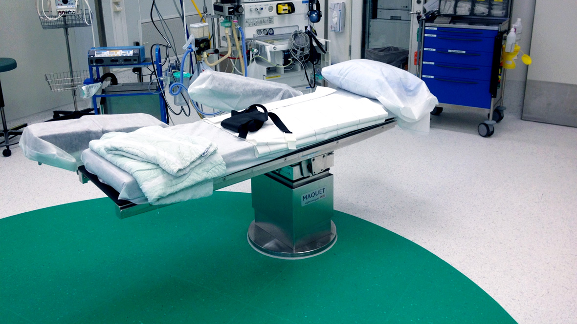 Mölndals sjukhus operationssal med Colorex och hygienzon i kontrastfärg