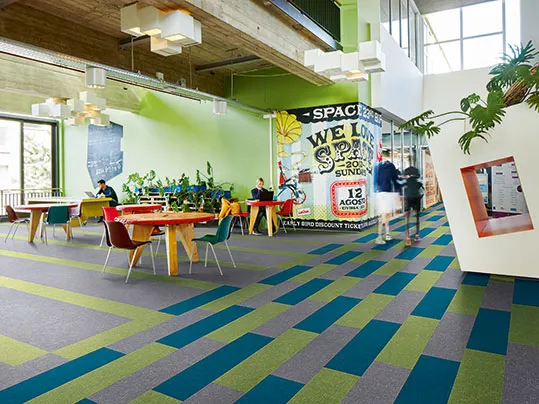 Flotex flocked flooring planks installed in an education setting