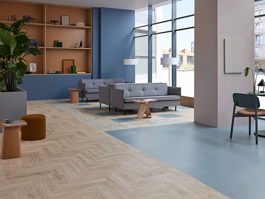Allura Decibel - 5201HAD pale authentic oak, 9567 blue sky twill & 9212 opal terrazzo