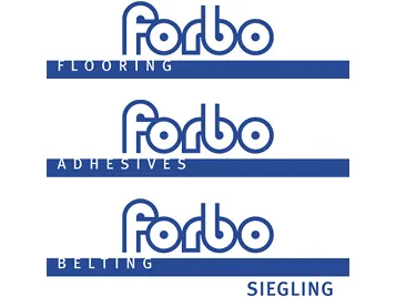 Übersicht Forbo Dachmarken Strategie mit Flooring, Adhesives und Belting.