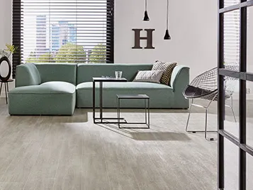 Private living area using vinyl flooring