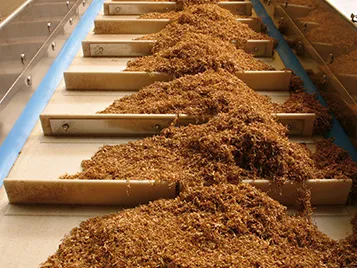 Tobacco: tobacco processing with profiled Forbo Siegling Transilon conveyor belt.