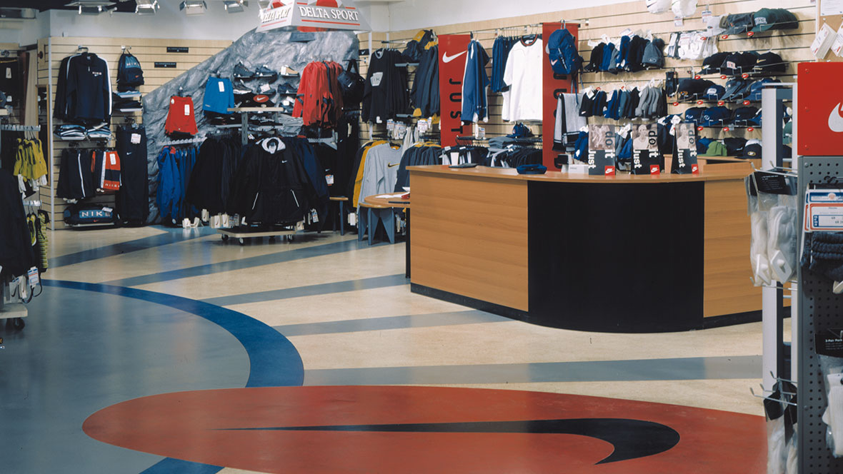 Marmoleum floor in Nike store