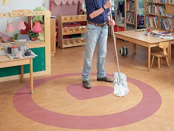 Image of Marmoleum being cleaning in a children's nursery