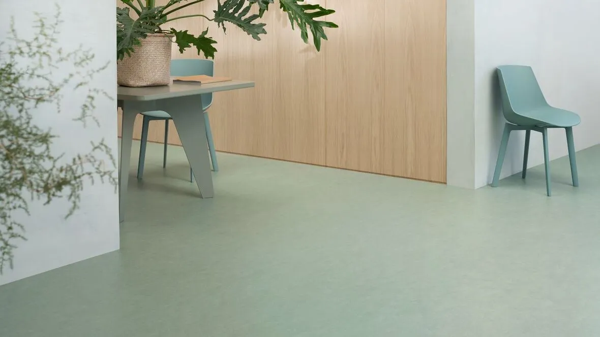 Marmoleum installed in an office setting with two chairs