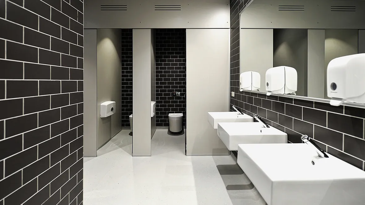 Safestep floors installed in a public bathroom