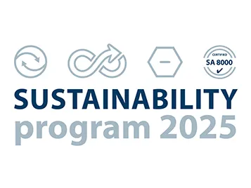 Para cada uma das sete áreas principais nas categorias Economia circular e Pessoas, são explicados os objetivos de sustentabilidade para 2025.