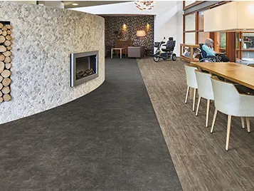 Allura luxury vinyl tiles and planks in wood and concrete design flooring for nursing homes 