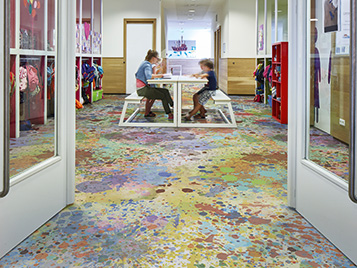 Sarlon_9100_multicolour splash colourful acoustic vinyl flooring for school art room 