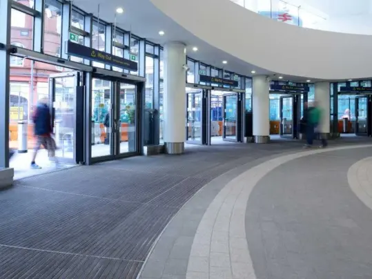 Nuway Tuftiguard installed at the entrance of New Street Station, Birmingham