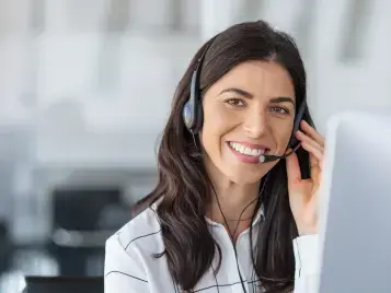 Contact woman with headset