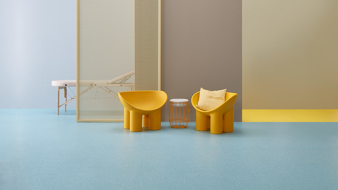 Sphera Energetic blue and yellow bright homogeneous vinyl flooring 