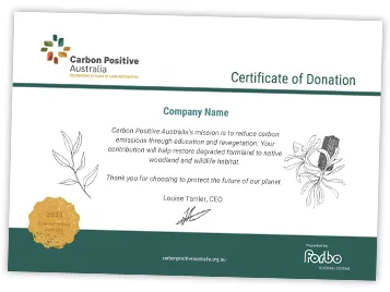 Certificate of Donation - Carbon Positive Australia x Forbo Flooring Systems