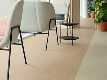 Marmoleum Decibel - 525635 striato silt stone & 538435 cocoa white chocolate