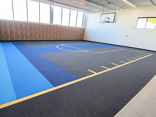 St John Apostle Primary School | Flotex Colour Sheet flooring in sports hall indoor sports flooring