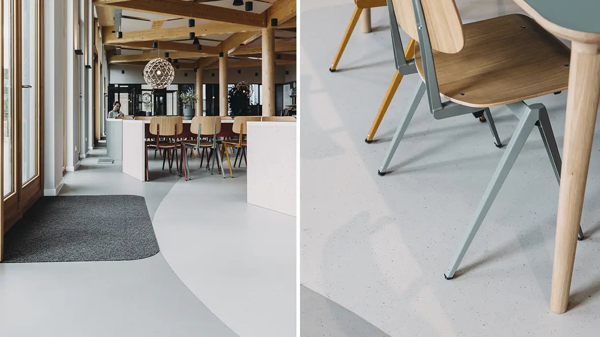 Bever hoofdkantoor met Marmoleum Cocoa op de vloer