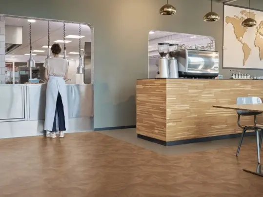 Surestep safety vinyl in a school dining room