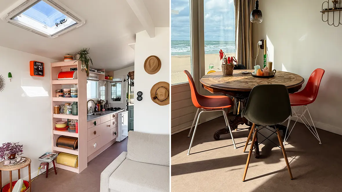 Strandhuisje met op de vloer Novilon vtwonen Mirre