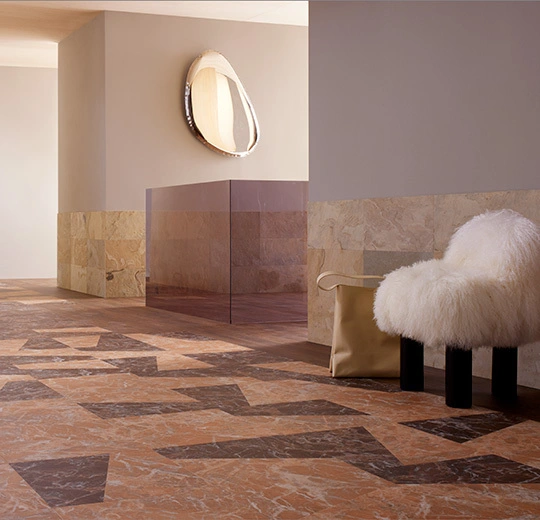 63788DR7 peach marble trapezoid (50x50 cm)